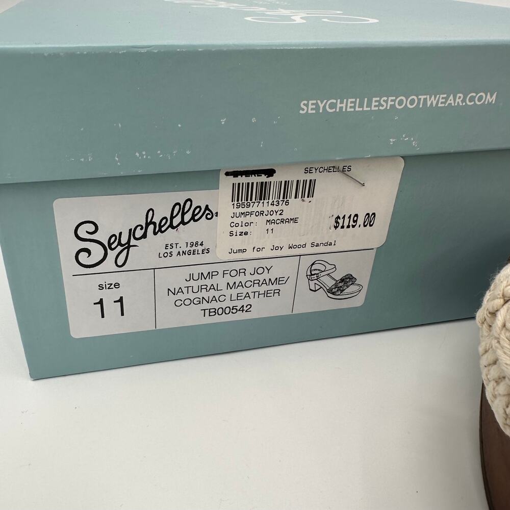 SEYCHELLES New in Box Jump for Joy Wooden Heel in Cognac and Macrame // 11 - Picture 11 of 12